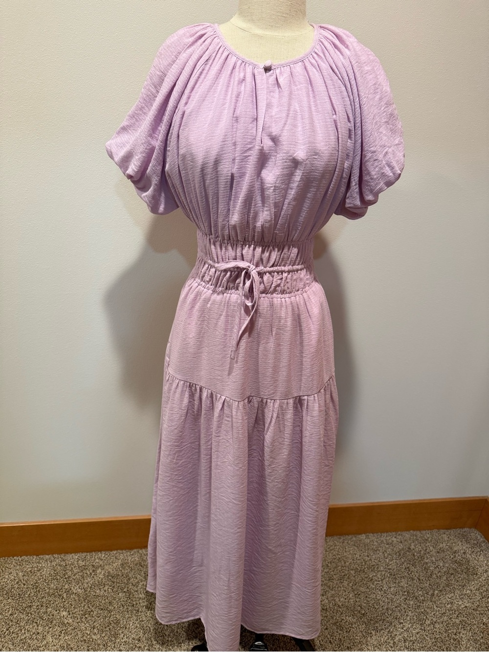 Lilac Maxi Dress with Drawstring Waist